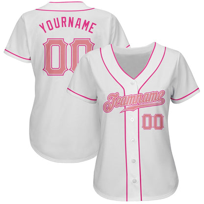 Cool Baseball Jersey, Custom White Medium Pink Pink Authentic Baseball Jersey, Best Baseball Jerseys