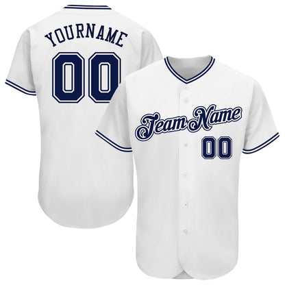 Cool Baseball Jersey, Custom White Navy Authentic Baseball Jersey, Best Baseball Jerseys