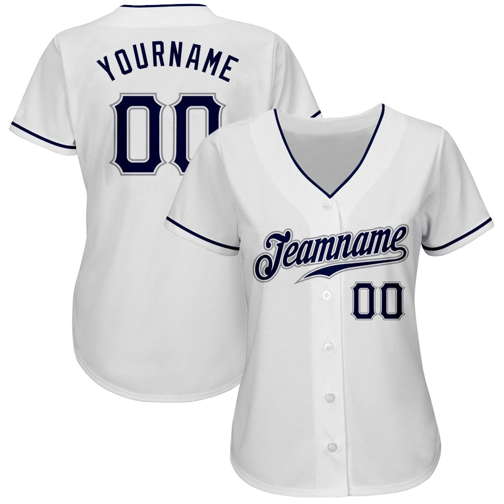 Cool Baseball Jersey, Custom White Navy Gray Authentic Baseball Jersey, Best Baseball Jerseys