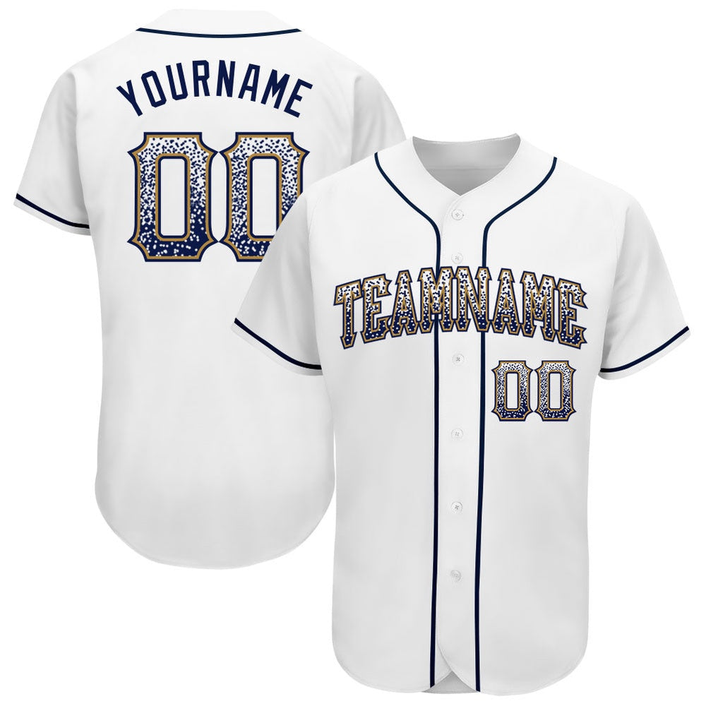 Cool Baseball Jersey, Custom White Navy Old Gold Authentic Drift Fashion Baseball Jersey, Best Baseball Jerseys