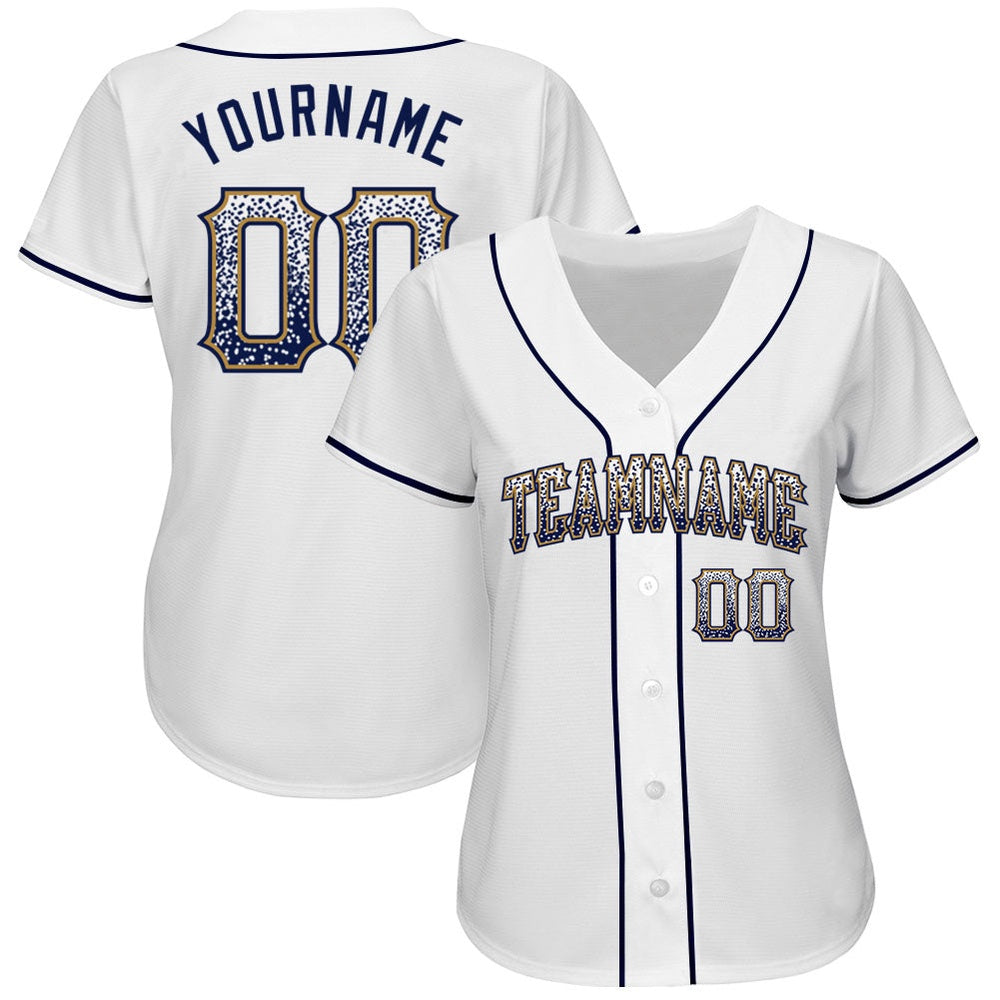 Cool Baseball Jersey, Custom White Navy Old Gold Authentic Drift Fashion Baseball Jersey, Best Baseball Jerseys