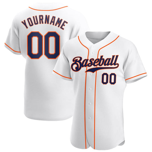 Cool Baseball Jersey, Custom White Navy Orange Authentic Baseball Jersey, Best Baseball Jerseys