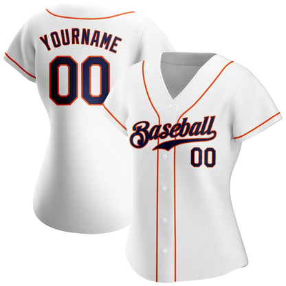 Cool Baseball Jersey, Custom White Navy Orange Authentic Baseball Jersey, Best Baseball Jerseys