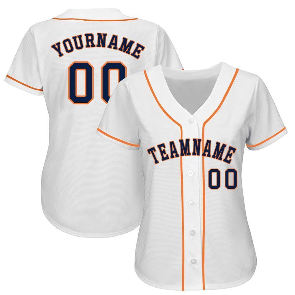 Cool Baseball Jersey, Custom White Navy Orange Baseball Jersey, Best Baseball Jerseys