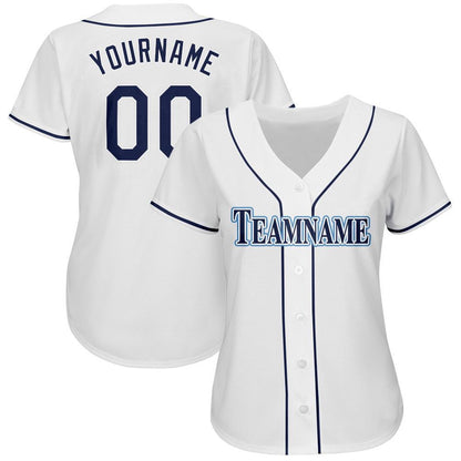 Cool Baseball Jersey, Custom White Navy Powder Blue Baseball Jersey, Best Baseball Jerseys
