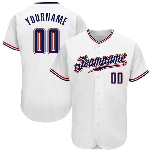 Cool Baseball Jersey, Custom White Navy Red Authentic Baseball Jersey, Best Baseball Jerseys