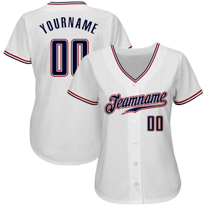 Cool Baseball Jersey, Custom White Navy Red Authentic Baseball Jersey, Best Baseball Jerseys