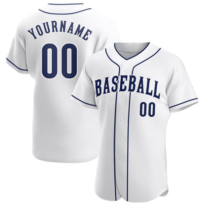 Cool Baseball Jersey, Custom White Navy White Authentic Baseball Jersey, Best Baseball Jerseys