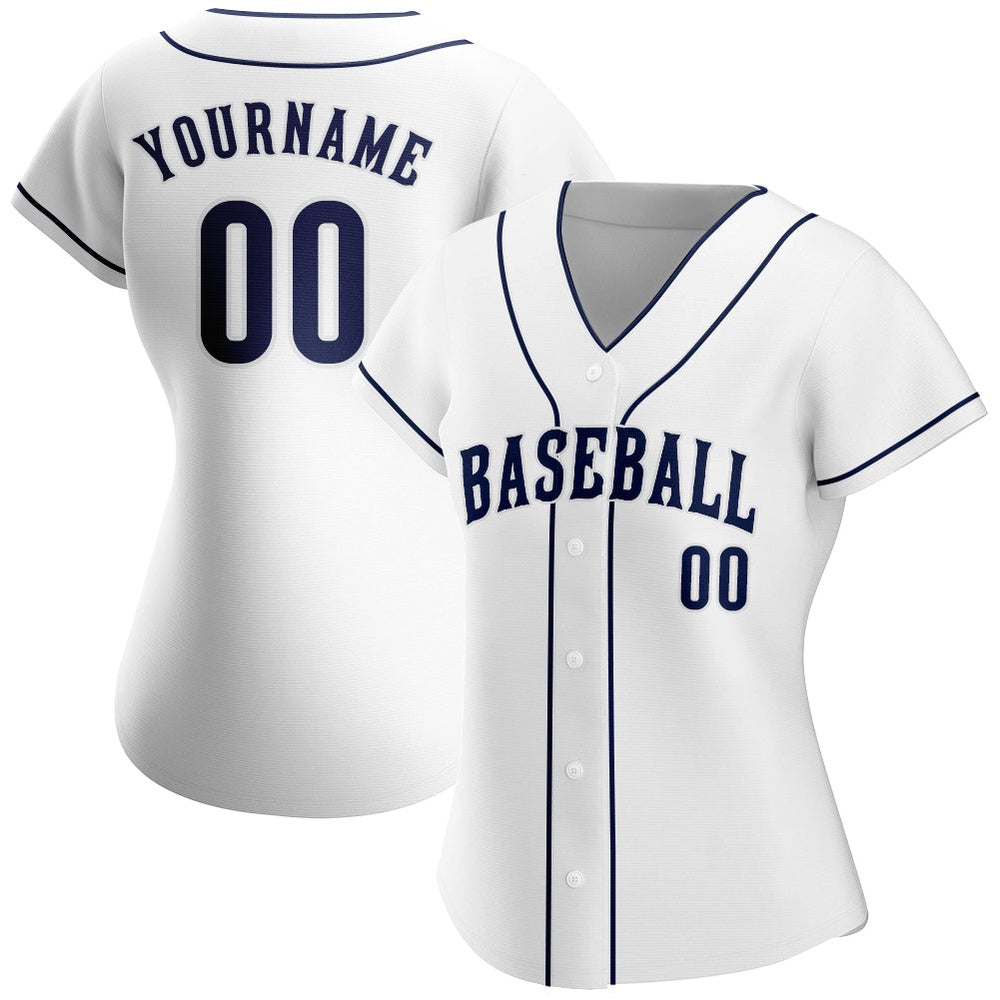 Cool Baseball Jersey, Custom White Navy White Authentic Baseball Jersey, Best Baseball Jerseys
