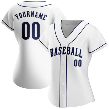 Cool Baseball Jersey, Custom White Navy White Authentic Baseball Jersey, Best Baseball Jerseys