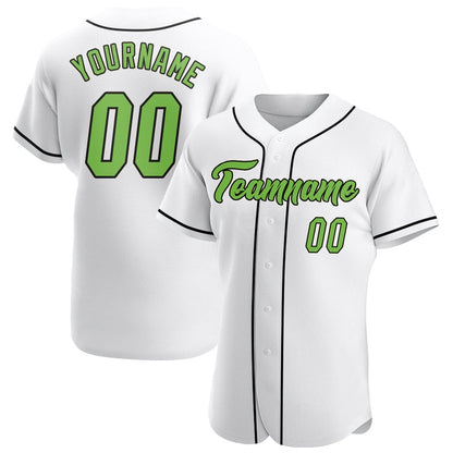 Cool Baseball Jersey, Custom White Neon Green Black Authentic Baseball Jersey, Best Baseball Jerseys