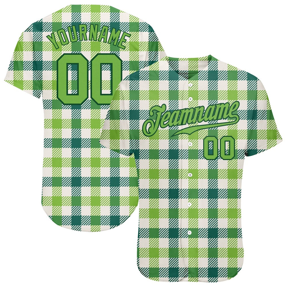 Cool Baseball Jersey, Custom White Neon Green Green 3D Pattern Design Authentic St Patrick's Day Baseball Jersey, Best Baseball Jerseys
