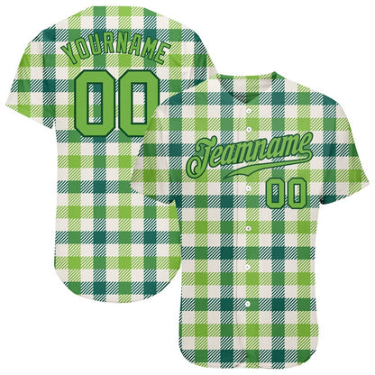 Cool Baseball Jersey, Custom White Neon Green Green 3D Pattern Design Authentic St Patrick's Day Baseball Jersey, Best Baseball Jerseys