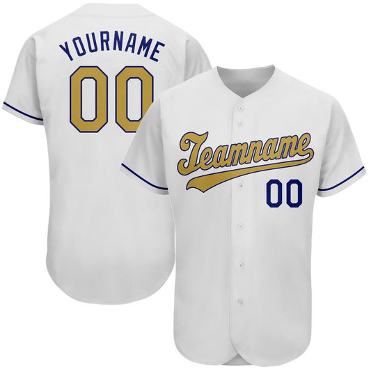 Cool Baseball Jersey, Custom White Old Gold Royal Authentic Baseball Jersey, Best Baseball Jerseys