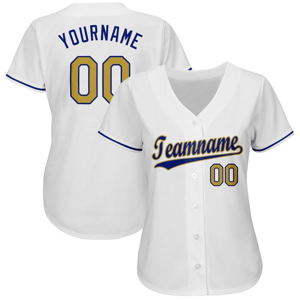 Cool Baseball Jersey, Custom White Old Gold Royal Baseball Jersey, Best Baseball Jerseys