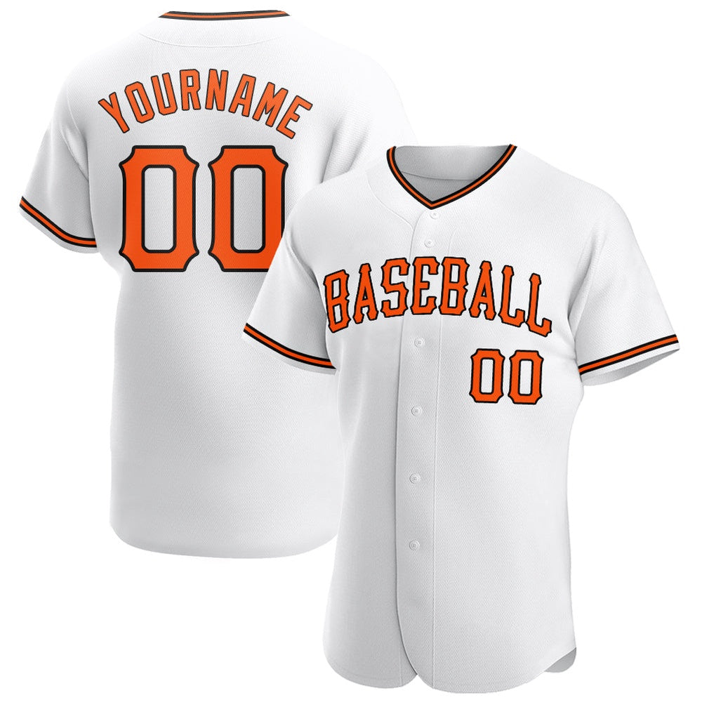 Cool Baseball Jersey, Custom White Orange Black Authentic Baseball Jersey, Best Baseball Jerseys