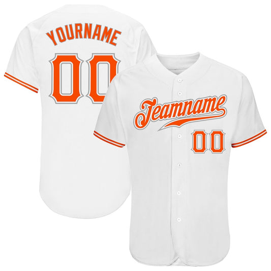 Cool Baseball Jersey, Custom White Orange Gray Authentic Baseball Jersey, Best Baseball Jerseys