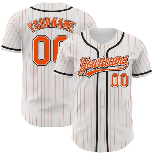 Cool Baseball Jersey, Custom White Orange Pinstripe Orange Black Authentic Baseball Jersey, Best Baseball Jerseys