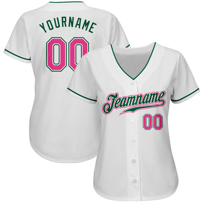 Cool Baseball Jersey, Custom White Pink Kelly Green Authentic Baseball Jersey, Best Baseball Jerseys