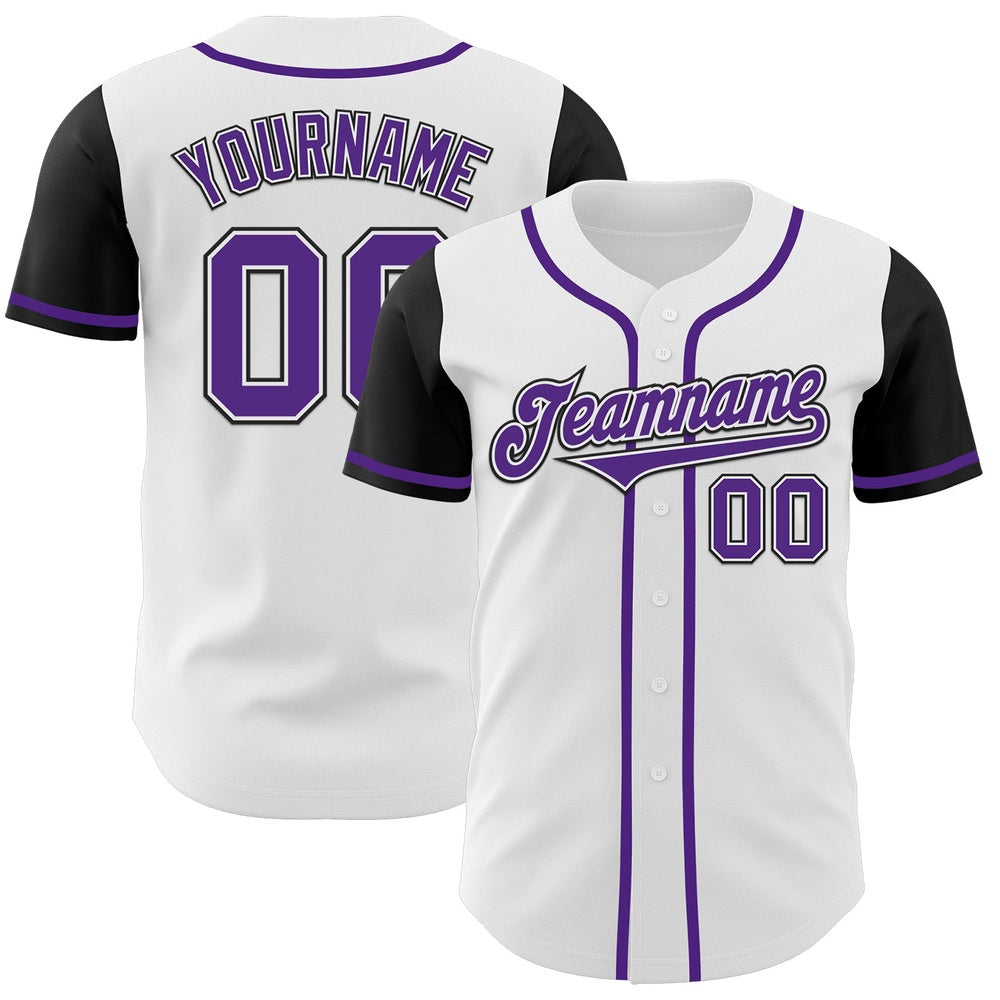 Cool Baseball Jersey, Custom White Purple Black Authentic Two Tone Baseball Jersey, Best Baseball Jerseys