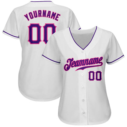 Cool Baseball Jersey, Custom White Purple Pink Authentic Baseball Jersey, Best Baseball Jerseys