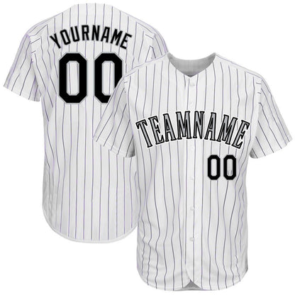 Cool Baseball Jersey, Custom White Purple Pinstripe Black Gray Baseball Jersey, Best Baseball Jerseys