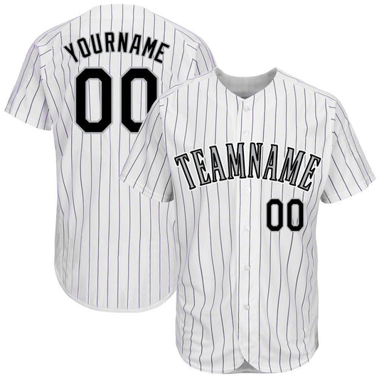 Cool Baseball Jersey, Custom White Purple Pinstripe Black Gray Baseball Jersey, Best Baseball Jerseys