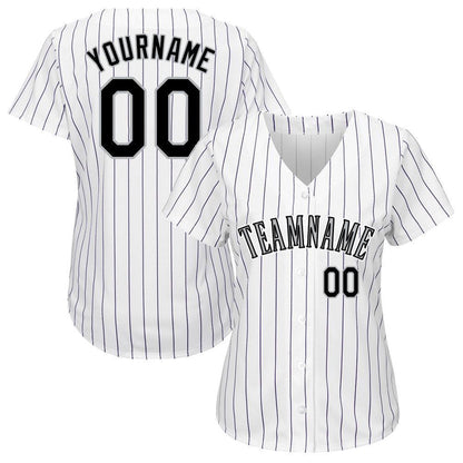 Cool Baseball Jersey, Custom White Purple Pinstripe Black Gray Baseball Jersey, Best Baseball Jerseys