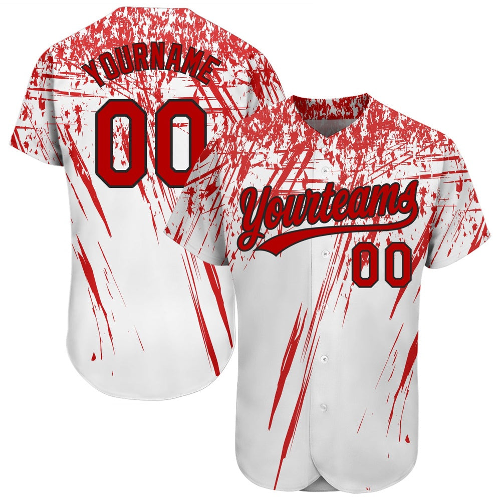Cool Baseball Jersey, Custom White Red Black 3D Pattern Design Authentic Baseball Jersey, Best Baseball Jerseys