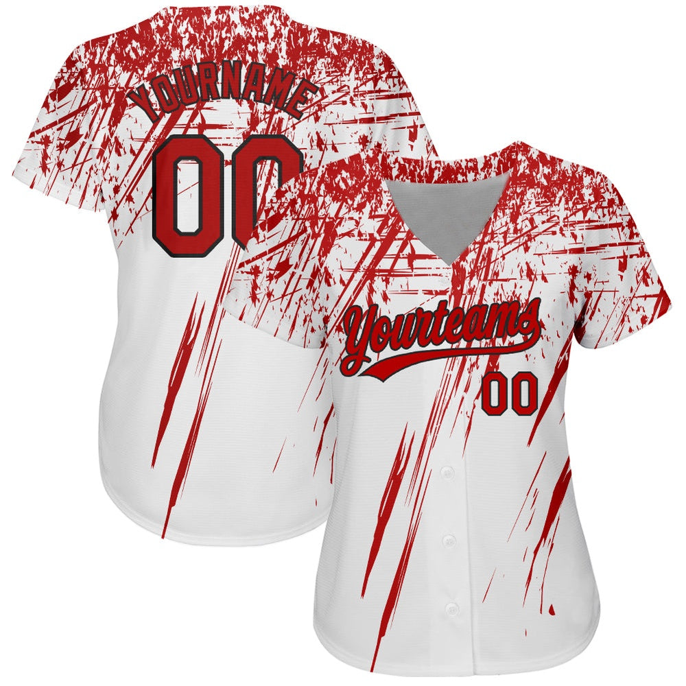 Cool Baseball Jersey, Custom White Red Black 3D Pattern Design Authentic Baseball Jersey, Best Baseball Jerseys