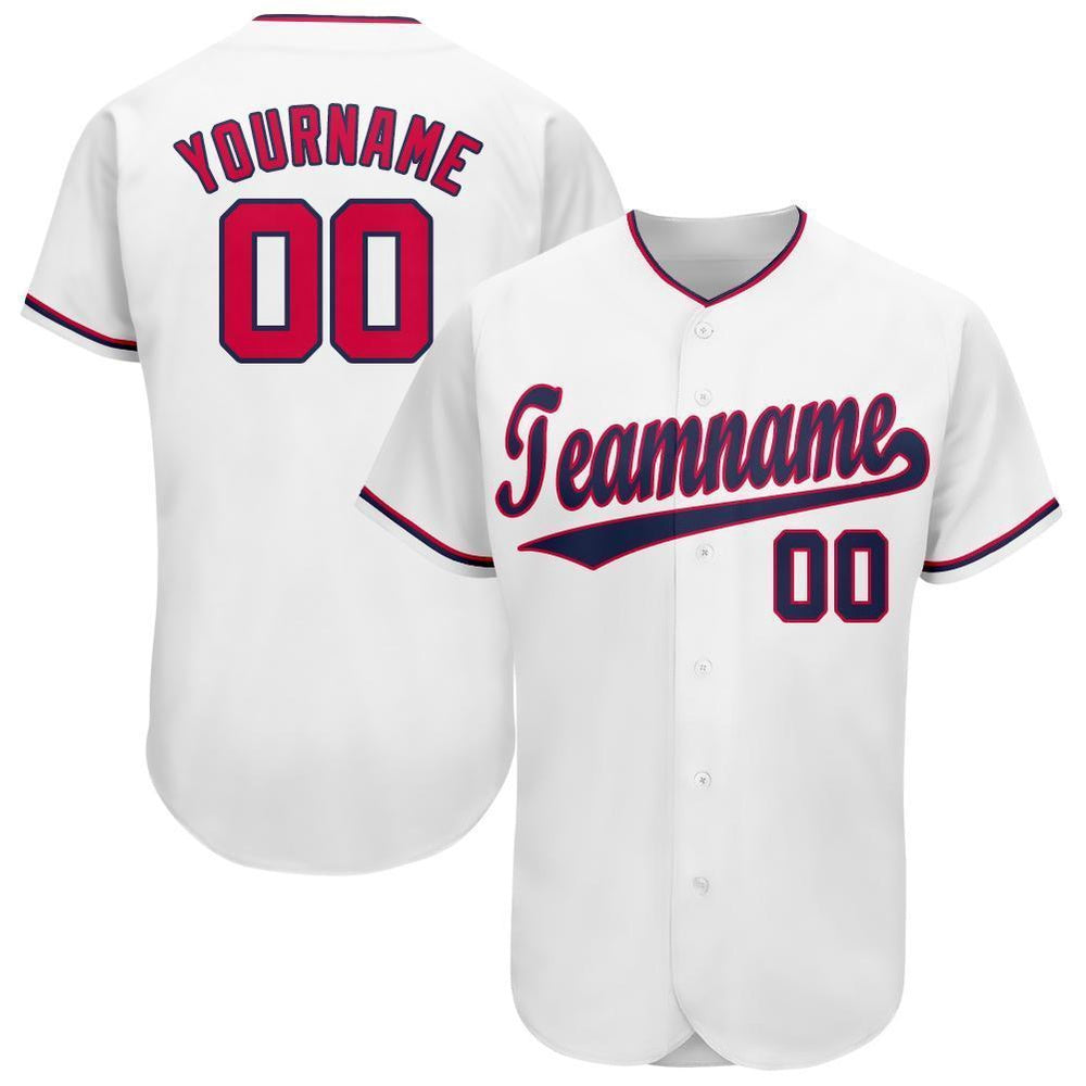 Cool Baseball Jersey, Custom White Red Navy Baseball Jersey, Best Baseball Jerseys