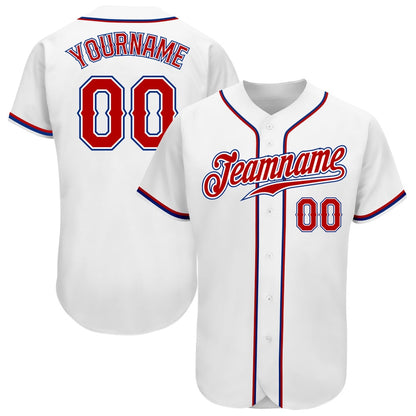 Cool Baseball Jersey, Custom White Red Royal Authentic Baseball Jersey, Best Baseball Jerseys
