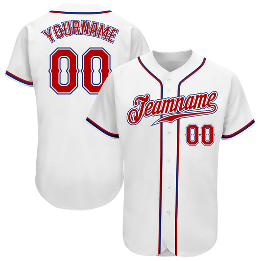 Cool Baseball Jersey, Custom White Red Royal Authentic Baseball Jersey, Best Baseball Jerseys