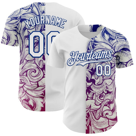 Cool Baseball Jersey, Custom White Royal 3D Pattern Design Vintage Tattoos Authentic Baseball Jersey, Best Baseball Jerseys