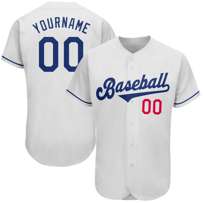 Cool Baseball Jersey, Custom White Royal Red Authentic Baseball Jersey, Best Baseball Jerseys