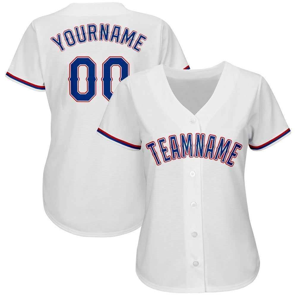 Cool Baseball Jersey, Custom White Royal Red Baseball Jersey, Best Baseball Jerseys