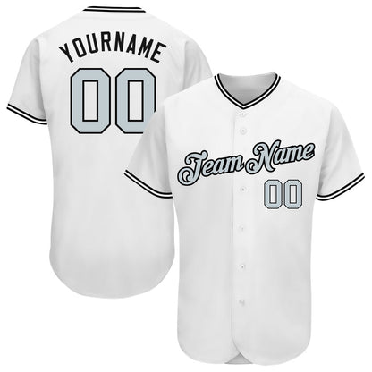 Cool Baseball Jersey, Custom White Silver Black Authentic Baseball Jersey, Best Baseball Jerseys