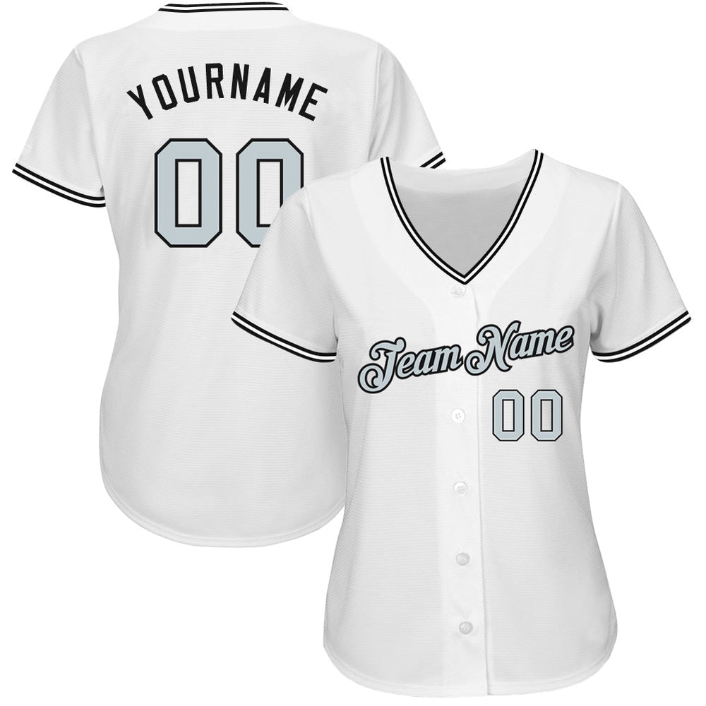 Cool Baseball Jersey, Custom White Silver Black Authentic Baseball Jersey, Best Baseball Jerseys