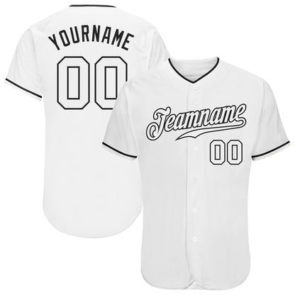 Cool Baseball Jersey, Custom White White Black Authentic Baseball Jersey, Best Baseball Jerseys