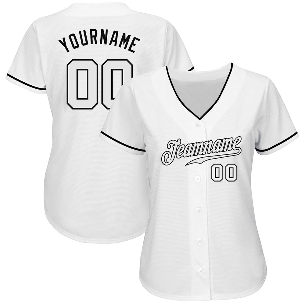 Cool Baseball Jersey, Custom White White Black Authentic Baseball Jersey, Best Baseball Jerseys