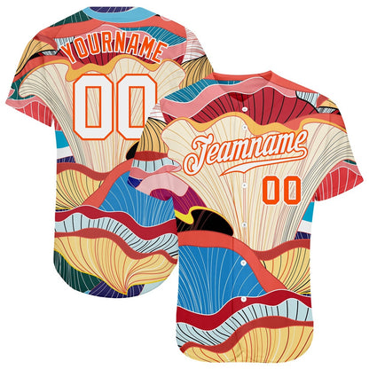 Cool Baseball Jersey, Custom White White Orange 3D Pattern Design Flowers Authentic Baseball Jersey, Best Baseball Jerseys