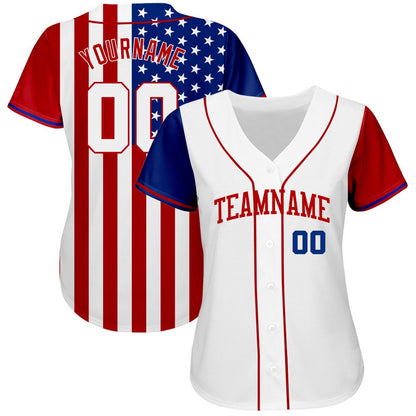Cool Baseball Jersey, Custom White White Red 3D American Flag Authentic Baseball Jersey, Best Baseball Jerseys