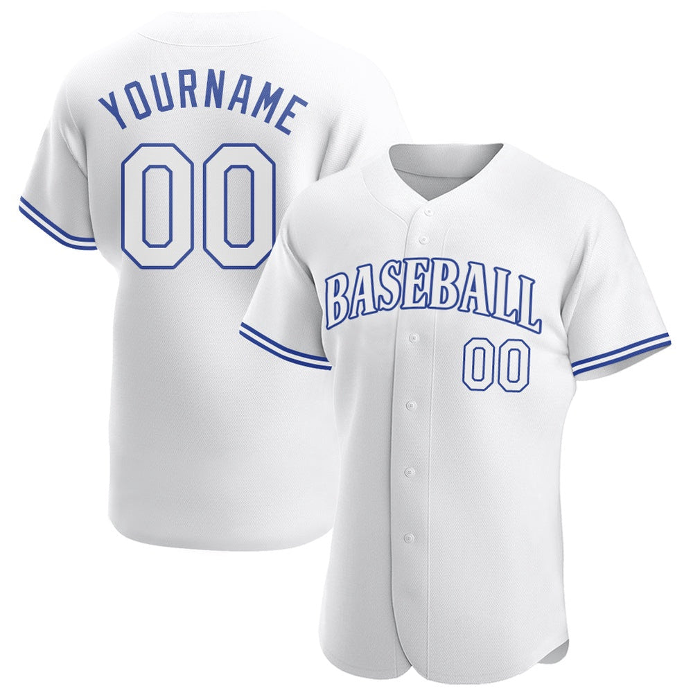 Cool Baseball Jersey, Custom White White Royal Authentic Baseball Jersey, Best Baseball Jerseys