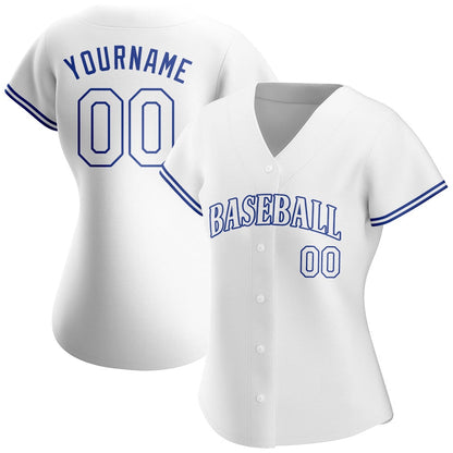 Cool Baseball Jersey, Custom White White Royal Authentic Baseball Jersey, Best Baseball Jerseys