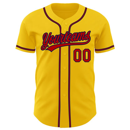 Cool Baseball Jersey, Custom Yellow Red Navy Authentic Baseball Jersey, Best Baseball Jerseys