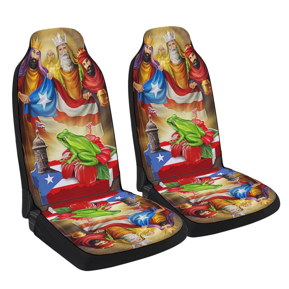 Coqui Frog Three Kings Christmas Puerto Rico Cars Seat Cover, Christmas Car Seat Covers, Car Decor Gift