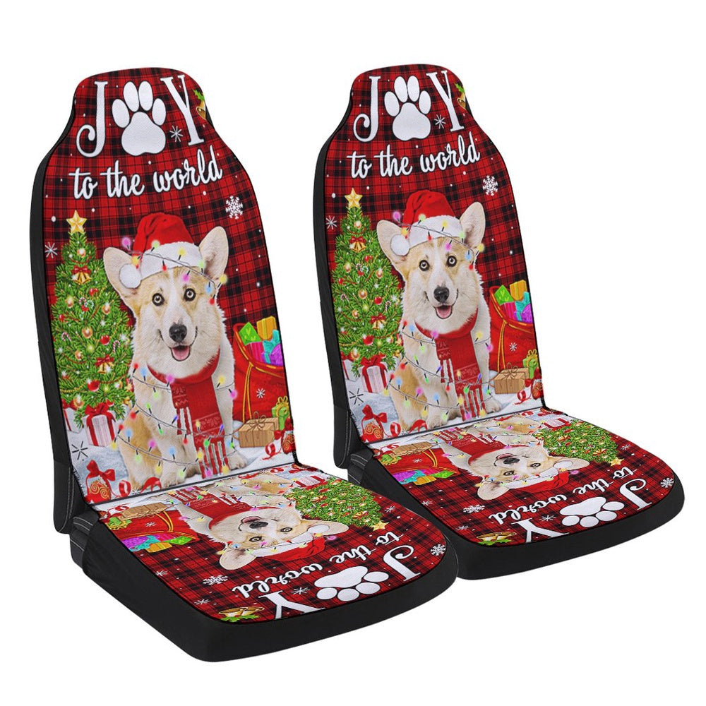Corgi Christmas Dog Joy To The World Cars Seat Cover, Christmas Car Seat Covers, Car Decor Gift