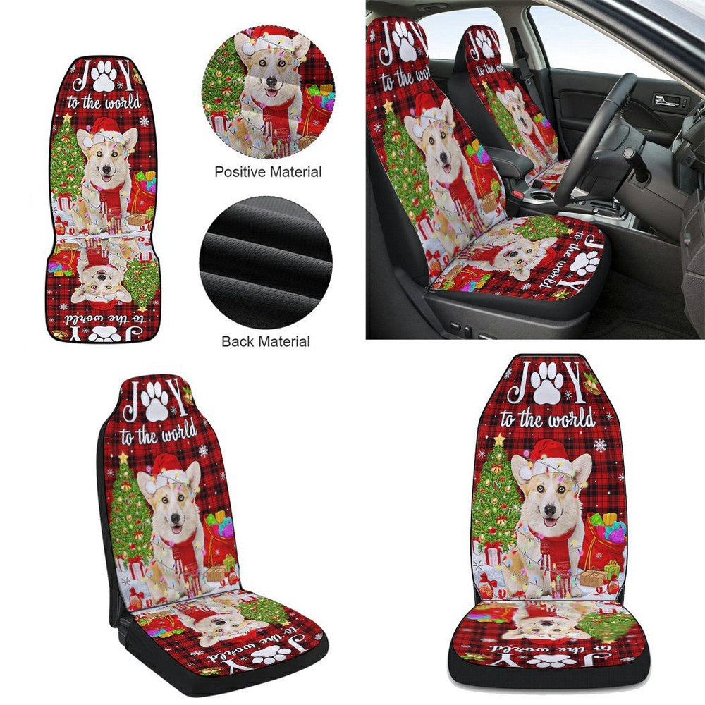 Corgi Christmas Dog Joy To The World Cars Seat Cover, Christmas Car Seat Covers, Car Decor Gift