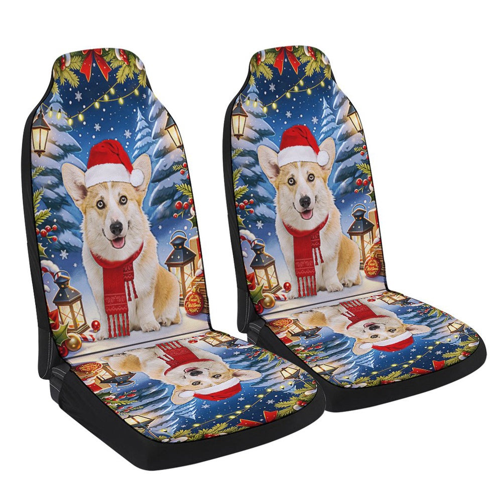 Corgi Dog Christmas Cars Seat Cover, Christmas Car Seat Covers, Car Decor Gift