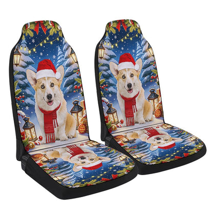Corgi Dog Christmas Cars Seat Cover, Christmas Car Seat Covers, Car Decor Gift